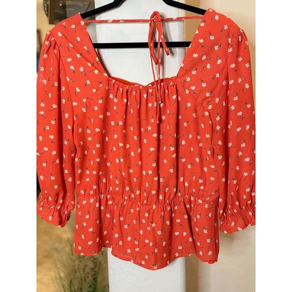 Miami Pink Floral Peplum Blouse Medium 6-10 - Picture 3 of 4